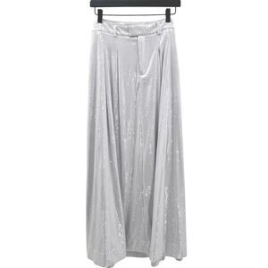Anthropologie Avery Pleated Sequin Maxi Skirt size US 18W White
